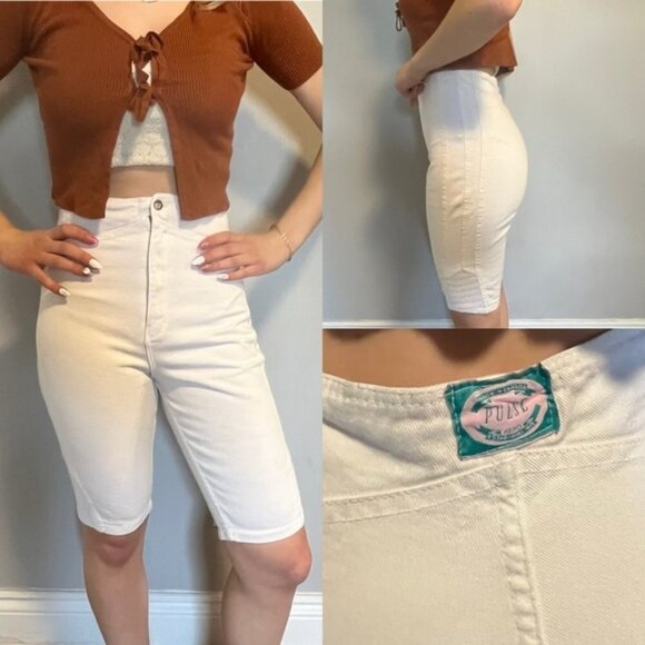 Vintage Pulse boomer shorts Bermuda style white size 27 - Picture 1 of 5